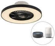 LED Ventilador de teto inteligente preto com efeito estrela regulável - Climo Moderno