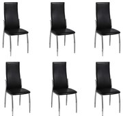 vidaXL Cadeiras de jantar 6 pcs couro artificial preto