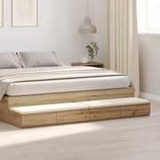 vidaXL Gavetas de Cama Carvalho Artesanal 200x36,5x16,5 cm Madeira Engenheirada