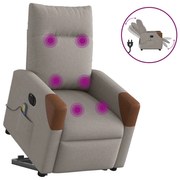 vidaXL Poltrona elétrica elevatória massagens tecido cinza-acastanhado