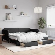vidaXL Sofá-cama com gavetão e gavetas 90x200 cm tecido preto