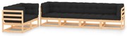 6 pcs conj. lounge jardim c/ almofadões antracite pinho maciço