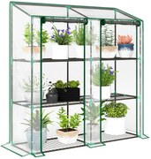 Estufa de Jardim de 3 Níveis Estufa de Terraço com Prateleiras Teto In