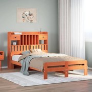 vidaXL Cama c/ estante sem colchão 120x200cm pinho maciço castanho-mel