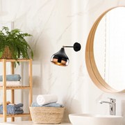 Candeeiro de Parede Yildo – Preto e Cobre – 17 x 28 cm