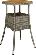 Mesa de jardim Ø60x75 cm madeira de acácia e vime PE cinzento