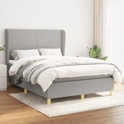 vidaXL Cama com molas/colchão 140x190 cm tecido cinzento-claro