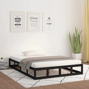 Estrutura de cama king 150x200 cm madeira maciça preto