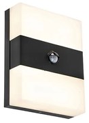 Candeeiro de parede exterior preto IP44 com LED e sensor de movimento - Dualy