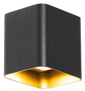 Candeeiro de parede moderno preto com LED IP54 quadrado - Evi