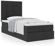 Estrutura de cama otomana com colchão preto 80x200cm tecido