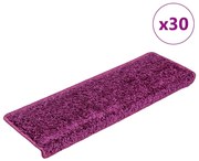 vidaXL Tapetes de escada 30 peças 65x21x4 cm roxo com borda retangular