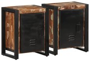 vidaXL Mesas de cabeceira 2 pcs madeira maciça áspera multicor manga