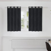 Cortinas Blackout com Ilhós 2 pcs Veludo Preto