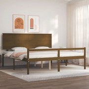 Estrutura cama c/ cabeceira 200x200cm maciço castanho-mel