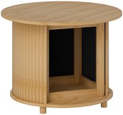 HOMCOM Mesa de Centro Redonda Mesa de Sala em Bambu com Armazenamento Oculto e Porta deslizante Ø 60x45 cm Madeira Natural | Aosom Portugal