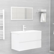 vidaXL 2 pcs conj. móveis casa de banho contraplacado branco brilhante