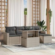 vidaXL 6 pcs conj. sofás jardim com almofadões vime PE cinzento-claro