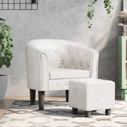 vidaXL Poltrona com apoio de pés couro artificial branco