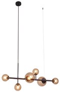 Candeeiro suspenso Hotel Chic bronze escuro com vidro bronze 6-luzes - Monaco