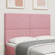 vidaXL Cabeceira Almofadada Rosa 140 cm em Veludo com Botões de Cristal