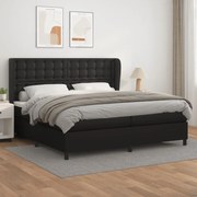 vidaXL Cama com molas/colchão 200x200 cm couro artificial preto