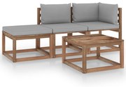 4 pcs conjunto lounge de paletes + almofadões pinho impregnado