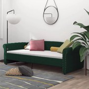 Sofá-cama c/ saída USB 90x200 cm tecido verde-escuro