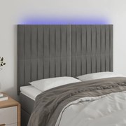 Cabeceira cama c/ luzes LED veludo 144x5x118/128cm cinza-claro