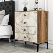 Cômoda Lizbon500 – Nogueira e Branco – 76x90,7x40 cm