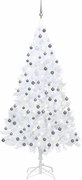 vidaXL Árvore Natal artificial pré-iluminada c/ bolas PVC branco