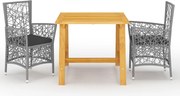 vidaXL 3 pcs conjunto de jantar para jardim cinzento
