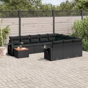 vidaXL 11 pcs conjunto sofás de jardim c/ almofadões vime PE preto