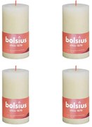 Bolsius Velas rústicas cilíndricas Shine 4 pcs 130x68 mm pérola suave