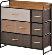 HOMCOM Cómoda com 7 Gavetas de Tecido Dobráveis Móvel Organizador com Estrutura Metálica e Antitombo 80x29x78,5 cm Multicolor | Aosom Portugal