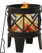 vidaXL Braseira rústica com atiçador Φ42x54 cm aço