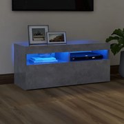vidaXL Móvel de TV com luzes LED 90x35x40 cm cinzento cimento