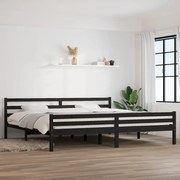 Estrutura de cama super king 180x200 cm madeira maciça preto