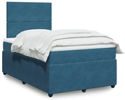 vidaXL Cama boxspring com colchão 120x200 cm veludo azul
