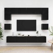 vidaXL 8 pcs conjunto de móveis de TV derivados de madeira preto