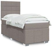 vidaXL Cama com molas/colchão 90x190 cm tecido castanho-acinzentado