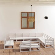 13 pcs conjunto lounge de jardim pinho sólido branco