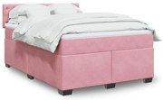 Cama com molas/colchão 140x190 cm veludo rosa