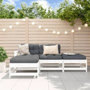 vidaXL 4pcs conjunto lounge jardim c/ almofadões madeira maciça branco