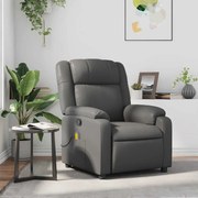 Poltrona de massagens reclinável couro artificial cinzento