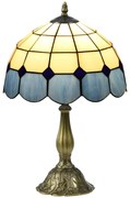 HOMCOM Candeeiro Mesa Vitrais Coloridos Estilo Vintage Vidro Decorativo Para Dormitório Sala Escritório Ø31x48 cm Azul | Aosom Portugal