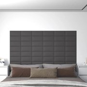 vidaXL Painel de parede 12 pcs 30x15 cm couro artificial 0,54 m² cinza