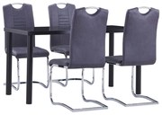 vidaXL 5 pcs conjunto de jantar camurça artificial cinzento