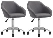 vidaXL Cadeiras de jantar giratórias 2 pcs tecido cinzento-claro