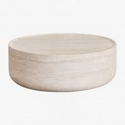 Mesa De Centro Redonda Ø80 Cm Em Cimento Look Travertino Darwys Travertine - Sklum